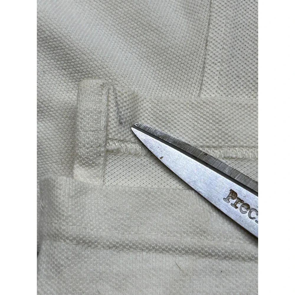 Tommy‎ Hilfiger Mens Polo Shirt Medium Cream 100 Percent Cotton Pique Logo
